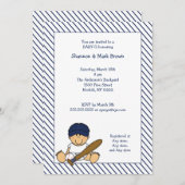 Marine-Blau-u. Weiß-Baseball-Babyparty laden MED Einladung (Vorne/Hinten)