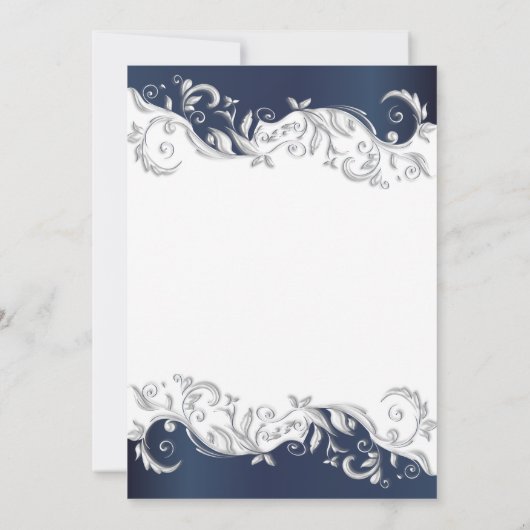 Marine-Blau-u. weißerblumenWirbel, der Einladung (Rückseite)