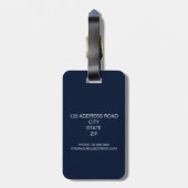 Marine-Blau-u. weißergestreifter personalisierter Gepäckanhänger (Rückseite vertikal)