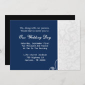 Marine-Blau-u. weißeVintage Hochzeit lädt ein Einladung (Vorne/Hinten)
