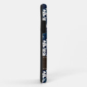 Marine-Blau und Brown-Damast Case-Mate iPhone Hülle (Hinten/Rechts)