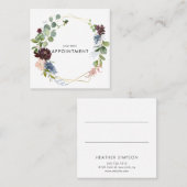 Marine-Blau und Burgunder-Blumen geometrisch Terminkarte (Vorne/Hinten)