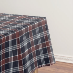 Marine-Blau und Burgunder kariert Tischdecke