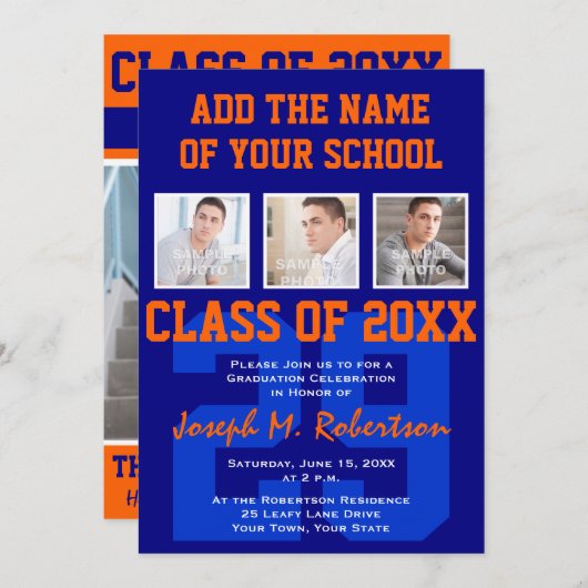 Marine-Blau und Einladung (Vorne/Hinten)