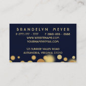 Marine-Blau und GoldBokeh Punkt-Visitenkarte Visitenkarte (Rückseite)