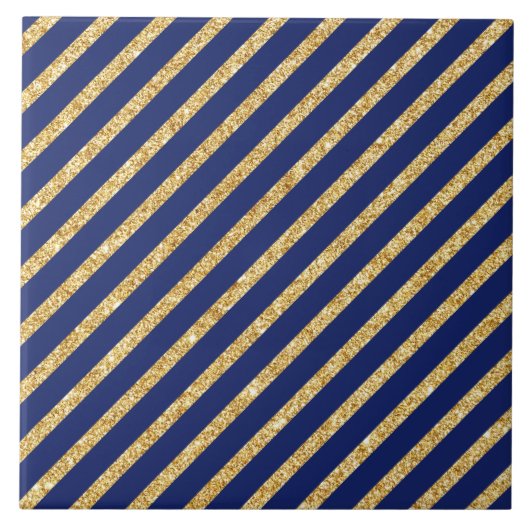 Marine-Blau und GoldGlitzer-diagonales Fliese (Vorderseite)