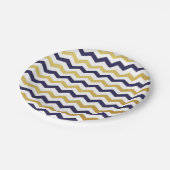 Marine-Blau und GoldZickzack Muster-Papier-Teller Pappteller (Schrägansicht)