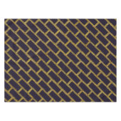 Marine-Blau und Goldziegelstein-Muster Tischdecke (Vorderseite (Horizontal))