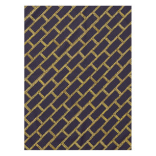 Marine-Blau und Goldziegelstein-Muster Tischdecke