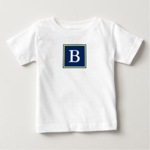 Marine-Blau und Limones grünes Monogramm Baby T-shirt