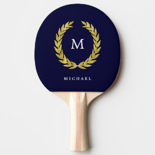 Marine-Blau und Monogramm Tischtennis Schläger
