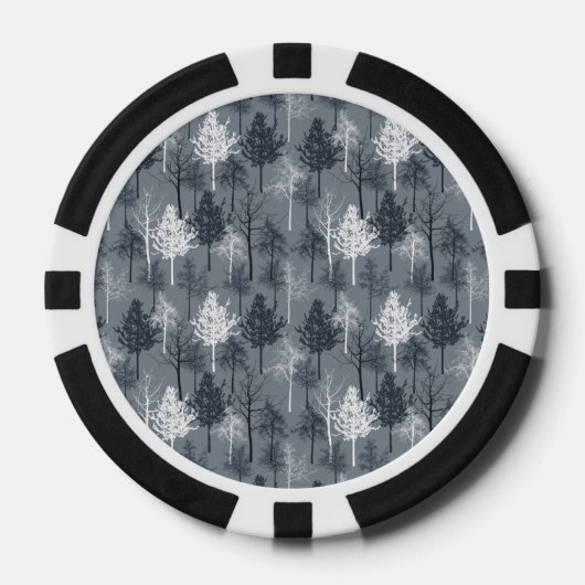 Marine-Blau-und Weiß-Bäume Pokerchips (Vorderseite)