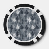 Marine-Blau-und Weiß-Bäume Pokerchips (Rückseite)