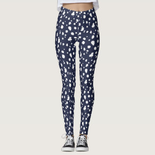 Marine-Blau-und Weiß-Dalmatiner-Druck Leggings