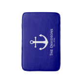 Marine-Blau-und Weiß-Familienname und Est. Anker Badematte (Vorderseite Vertikal)