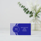 Marine-Blau-und Weiß-Gingham, Ihr Monogramm Visitenkarte (Stehend Vorderseite)