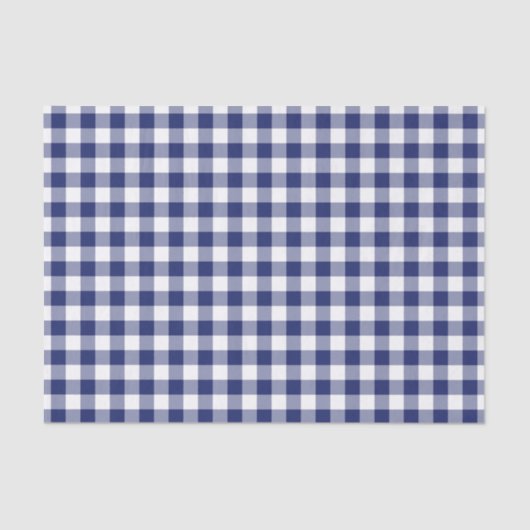 Marine-Blau-und Weiß-Gingham-Muster Seidenpapier (Vorderseite)