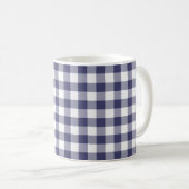 Marine-Blau-und Weiß-Gingham überprüftes Muster Kaffeetasse (VorderseiteRechts)