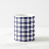 Marine-Blau-und Weiß-Gingham überprüftes Muster Kaffeetasse (Mittel)