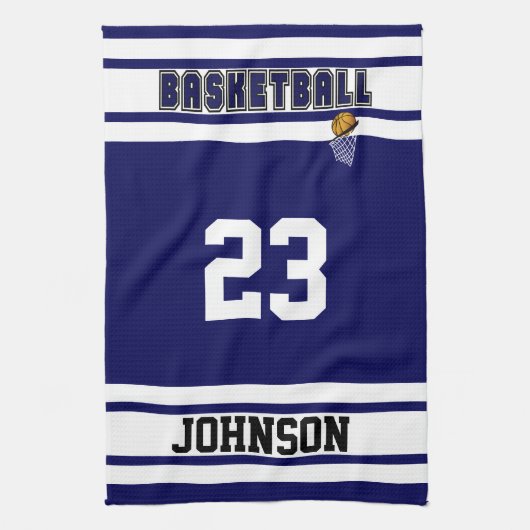 Marine-Blau-und Weiß-Sport-Basketball Handtuch (Vertikal)