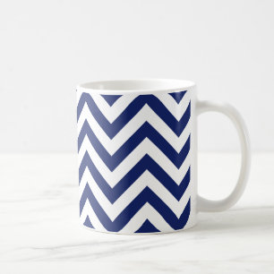Marine-Blau-und Weiß-Zickzack-Streifen-Zickzack Kaffeetasse