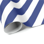 Marine-Blau-und weißesdiagonales Streifen-Muster Geschenkpapier (Rolleneckpunkt)