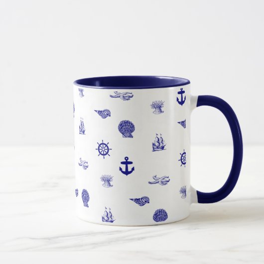 Marine-Blau-und weißesseemuster Tasse (Rechts)