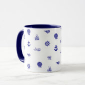 Marine-Blau-und weißesseemuster Tasse (Vorderseite Links)