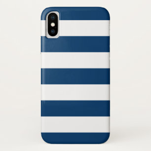 Marine-Blau-und weißesstreifen-Muster iPhone X Hülle