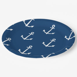 Marine-Blau verankert Muster 1 Pappteller
