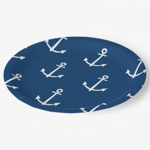 Marine-Blau verankert Muster 1 Pappteller