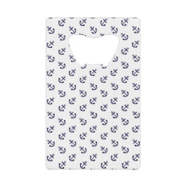 Marine-Blau verankert weißes Hintergrund-Muster Geldkarten Flaschenöffner