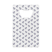 Marine-Blau verankert weißes Hintergrund-Muster Geldkarten Flaschenöffner (Rückseite)