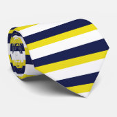 Marine-Blau-Weiß und Mais-Horizontal-Gestreifte Krawatte (Gerollt)