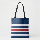 Marine-Blau, weiß und Rot Striped Tasche (Vorderseite)