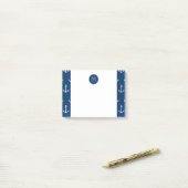 Marine-Blau-weißes Anker-Muster, Ihr Monogramm Post-it Klebezettel (Auf Schreibtisch)