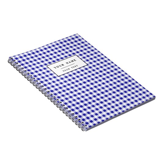 Marine-Blau-weißes Gingham-Muster Notizblock (Rechte Seite)