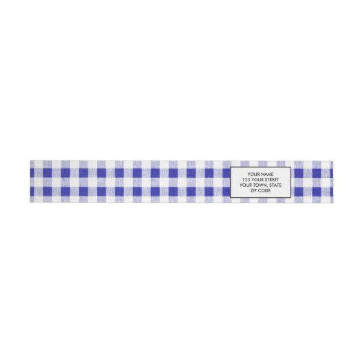 Marine-Blau-weißes Gingham-Muster Rundum-Adressaufkleber (Person)