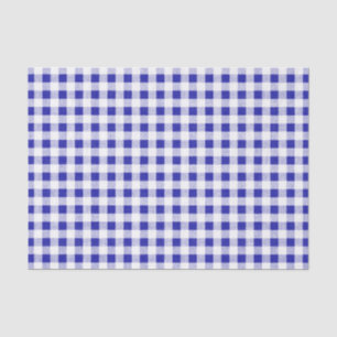 Marine-Blau-weißes Gingham-Muster Seidenpapier