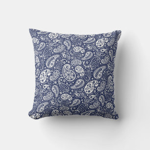 "Marine-Blau-weißes Paisley-Wurfs-Kissen " Kissen