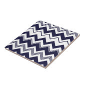 Marine-Blau-weißes Zickzack Muster Fliese (Seite)