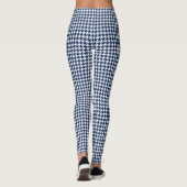 Marine-Blau White Pied De Poule Houndstooth Leggings (Rückseite)