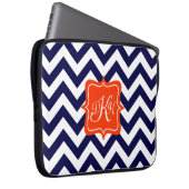 Marine-Blau-Zickzack Monogramm Laptopschutzhülle (Vorne Rechts)
