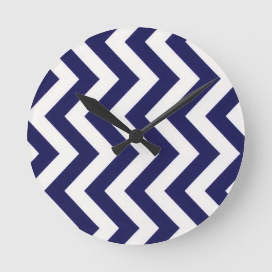 Marine-Blau Zickzack Runde Wanduhr (Vorderseite)