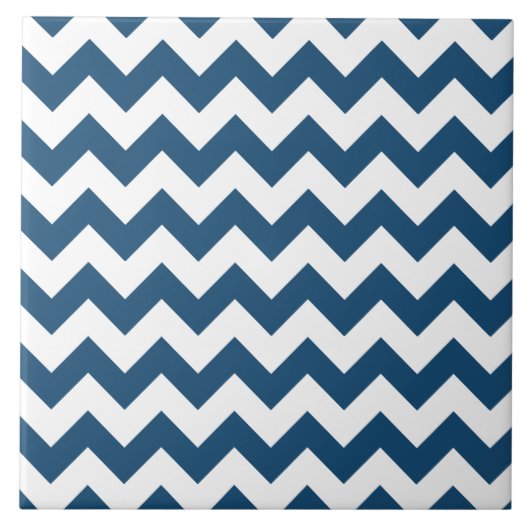 Marine-Blau-Zickzack Stripes Zickzack Muster Fliese (Vorderseite)