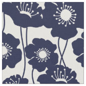 Marine-blaue Mohnblumen-Muster Stoff (Nahaufnahme)