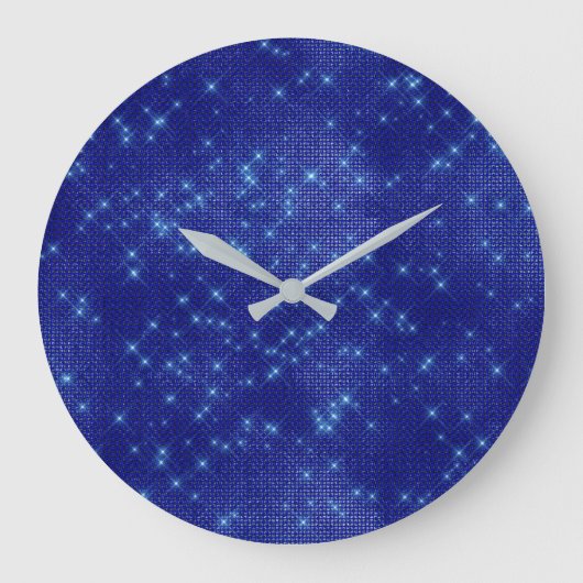 Marine-blaue Sternesequin-metallischer Diamant Große Wanduhr (Vorderseite)