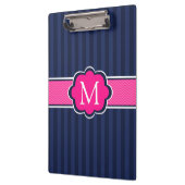 Marine-blaue Streifen-Pink-Gewohnheits-Monogramm Klemmbrett (Links)
