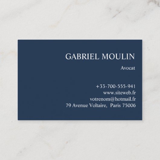 MARINE BLAUE VISITENKARTE MIT INITIALEN (Rückseite)