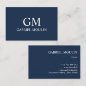 MARINE BLAUE VISITENKARTE MIT INITIALEN  (Vorne/Hinten)